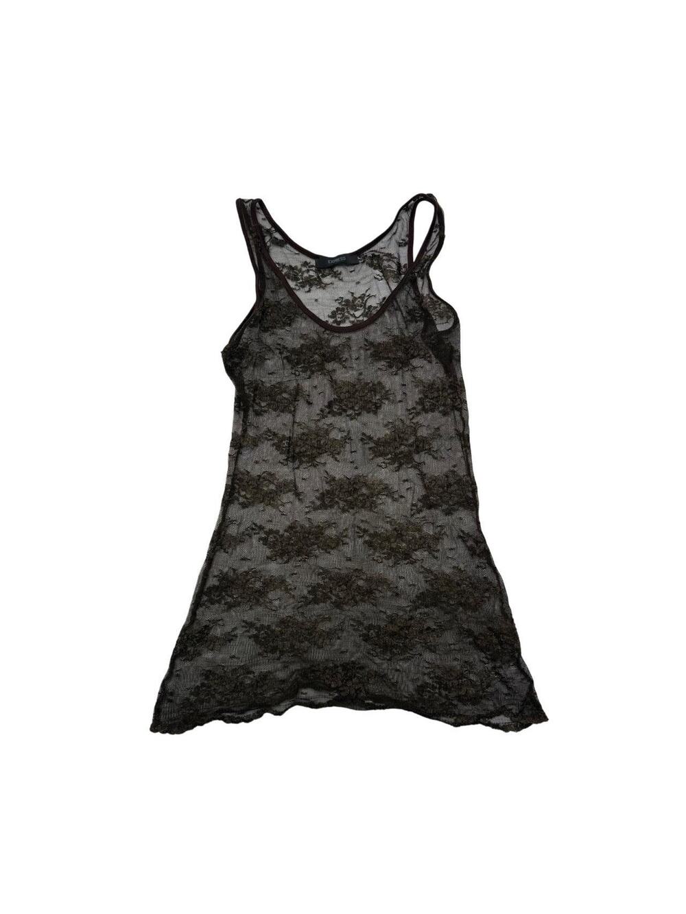 Express Size XS Vintage Y2K Sheer Laced Tank Slim Fit